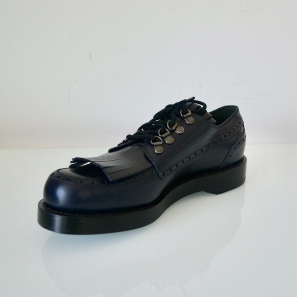 NIB GUCCI GOODYEAR SELLA LUX LEATHER LACE UP FRINGED BROGUE SHOES - Picture 1 of 9